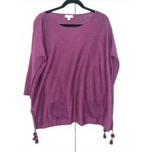 Lilly Pulitzer Coolmax Polyester Blend Tassel Tunic Knit Top Purple Size Medium